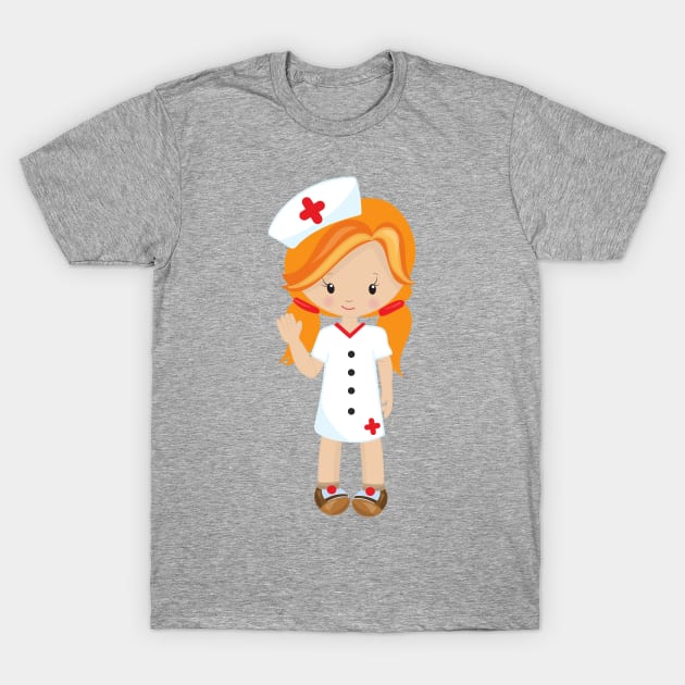 Nurse, Medicine, Doctor, Cute Girl, Orange Hair T-Shirt by Jelena Dunčević